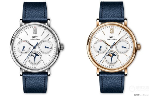 IWC Schaffhausen Portofino Chronograph Moonphase Stainless Steel Black Leather Strap Ref.IW391031