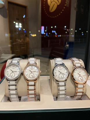 Longines Conquest Ladies Diamond Bezel Small Seconds White Ceramic Bracelet Watch