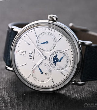 IWC Schaffhausen Portofino Chronograph Moonphase Stainless Steel Black Leather Strap Ref.IW391031